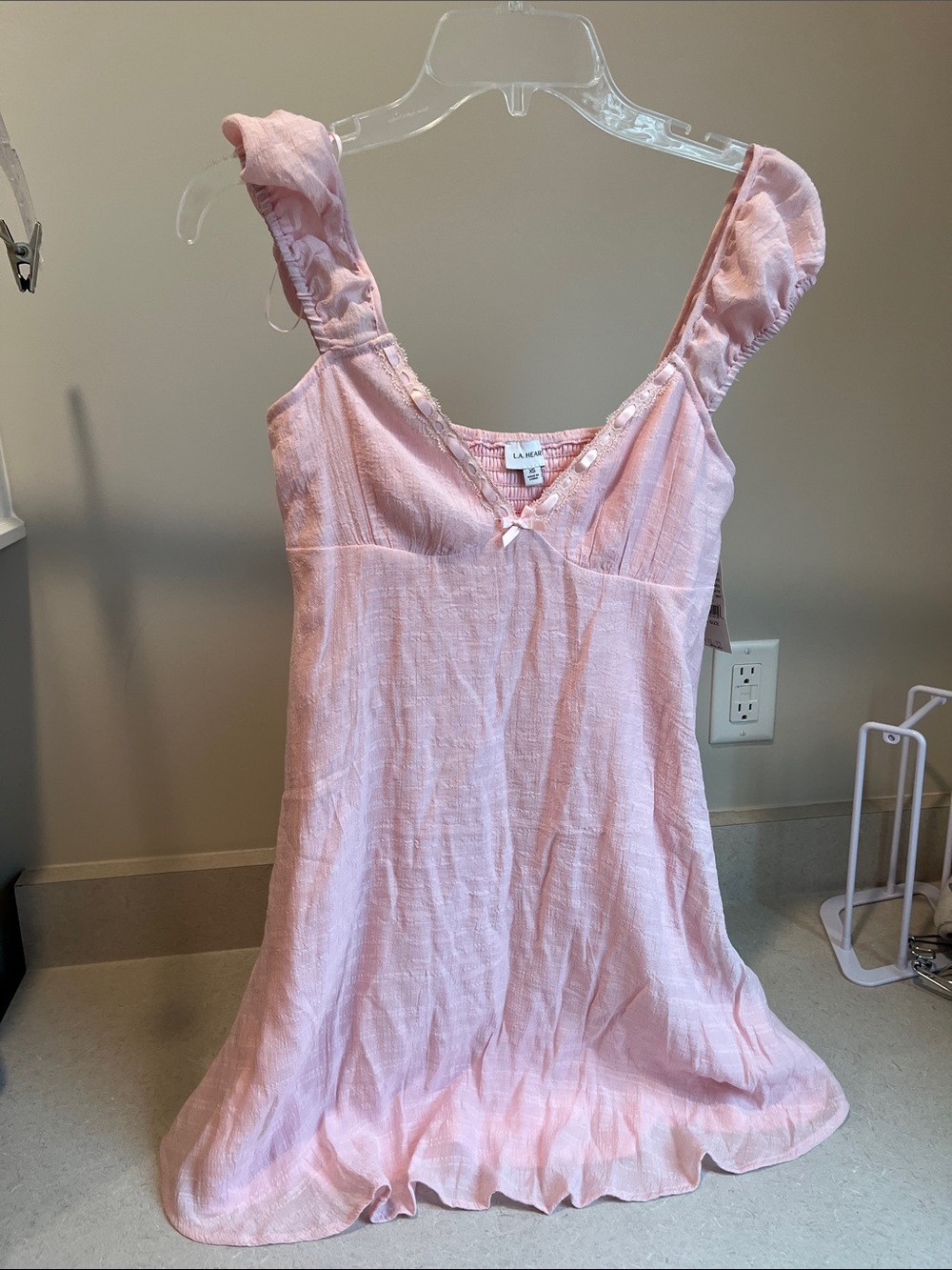 La Hearts Pale Pink Ruffle Strap Nightdress